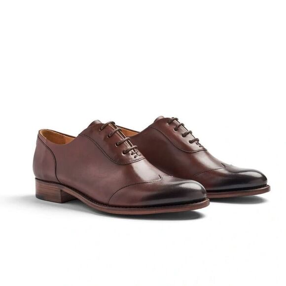 The Office of Angela Scott Shoes - THE OFFICE OF ANGELA SCOTT Mr. Evans Walnut Leather Women's Wingtip Oxford 37.5W